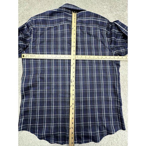 Bugatchi men's plaid long sleeve button down shirt blue and white Size Medium - Picture 7 of 7